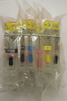 6x 100ml Sudhaus Tinte PGI-570, CLI-571 + 6er Set leere wiederbefüllbare Patronen für Canon PGI-570 BK CLI-571 C/M/Y/BK/GY grau inkl. Chip